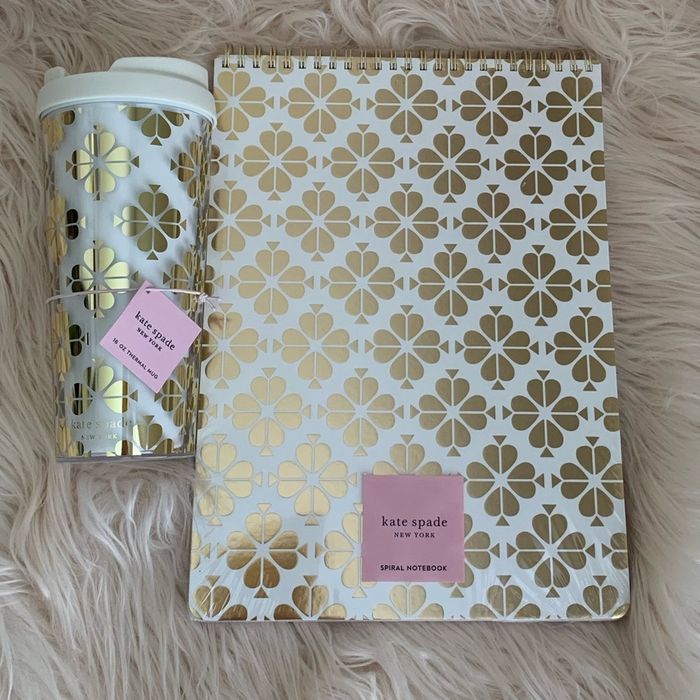 Kate Spade Thermal Mug + Large Spade Notebook NWT